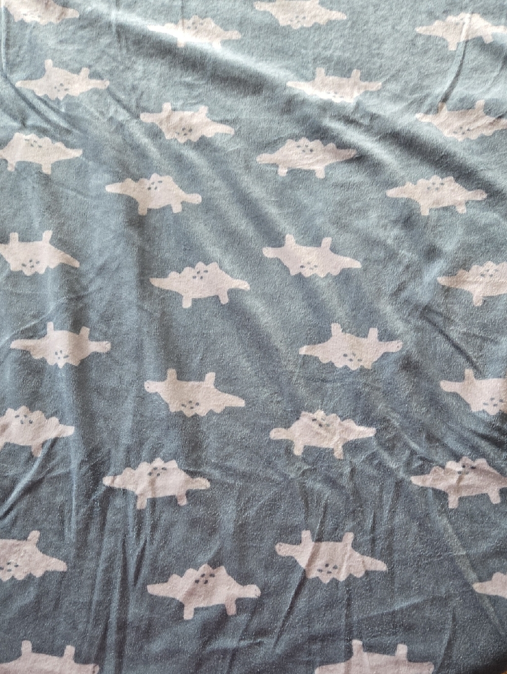 Carter's Light Blue Baby Blanket with White Dinosaur Motif